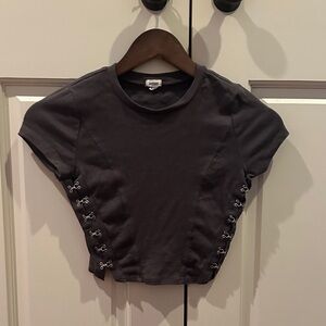 Garage Dark Gray Crop Top with Side Hooks